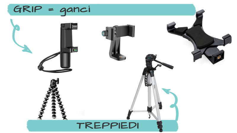 treppiedi e agganci per smartphone e tablet