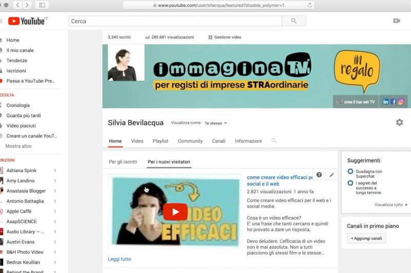 crea il personaggio per YouTube