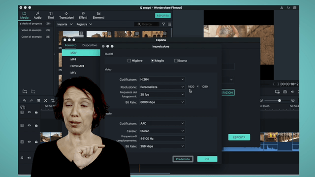 esportare video in formato quadrato