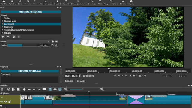 inserire un filtro in ShotCut